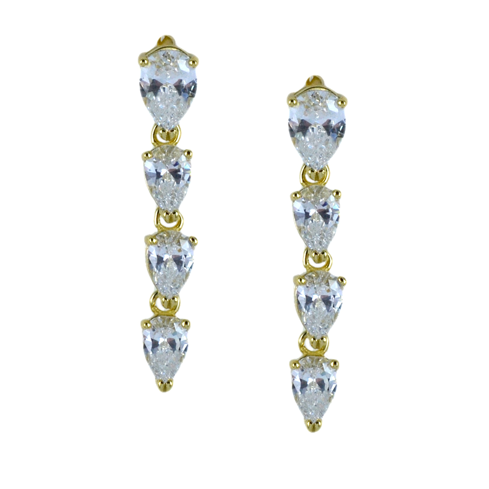 Orecchini a pendente in Argento giallo con zirconi a goccia 