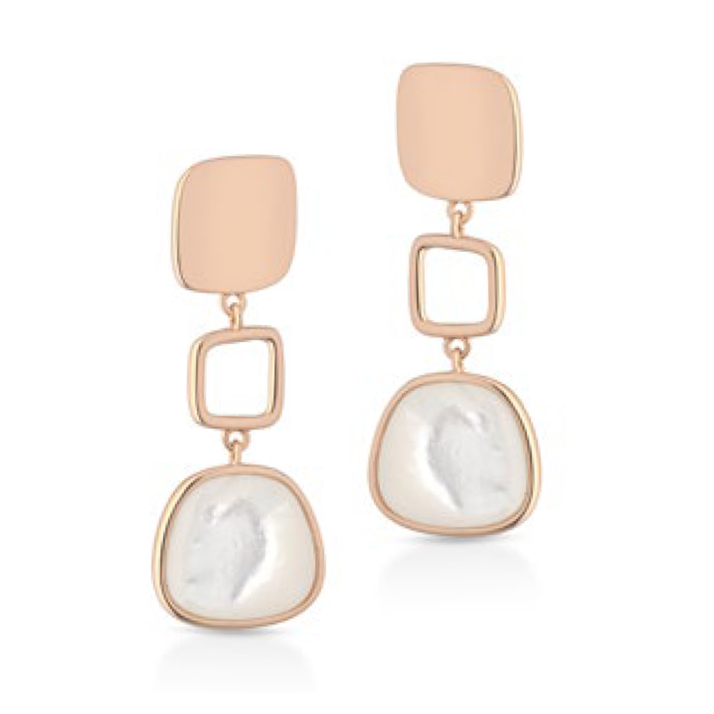 Orecchini a pendente in Argento rosato e Madreperla Australiana 