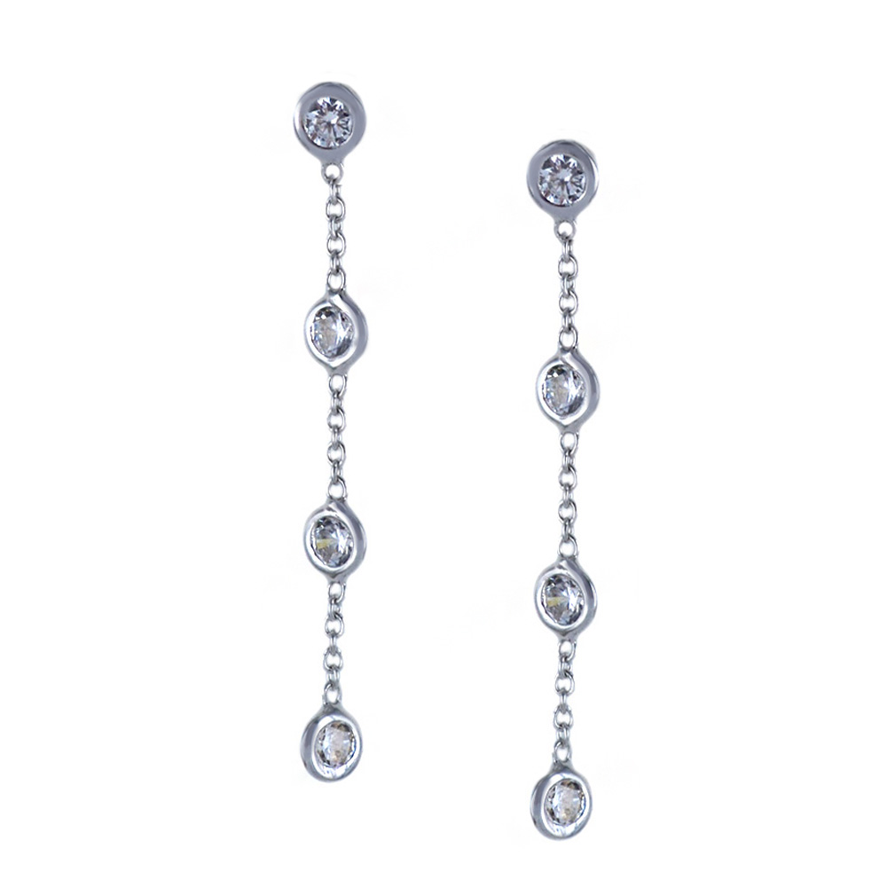 Orecchini a pendente in oro Bianco con zirconi