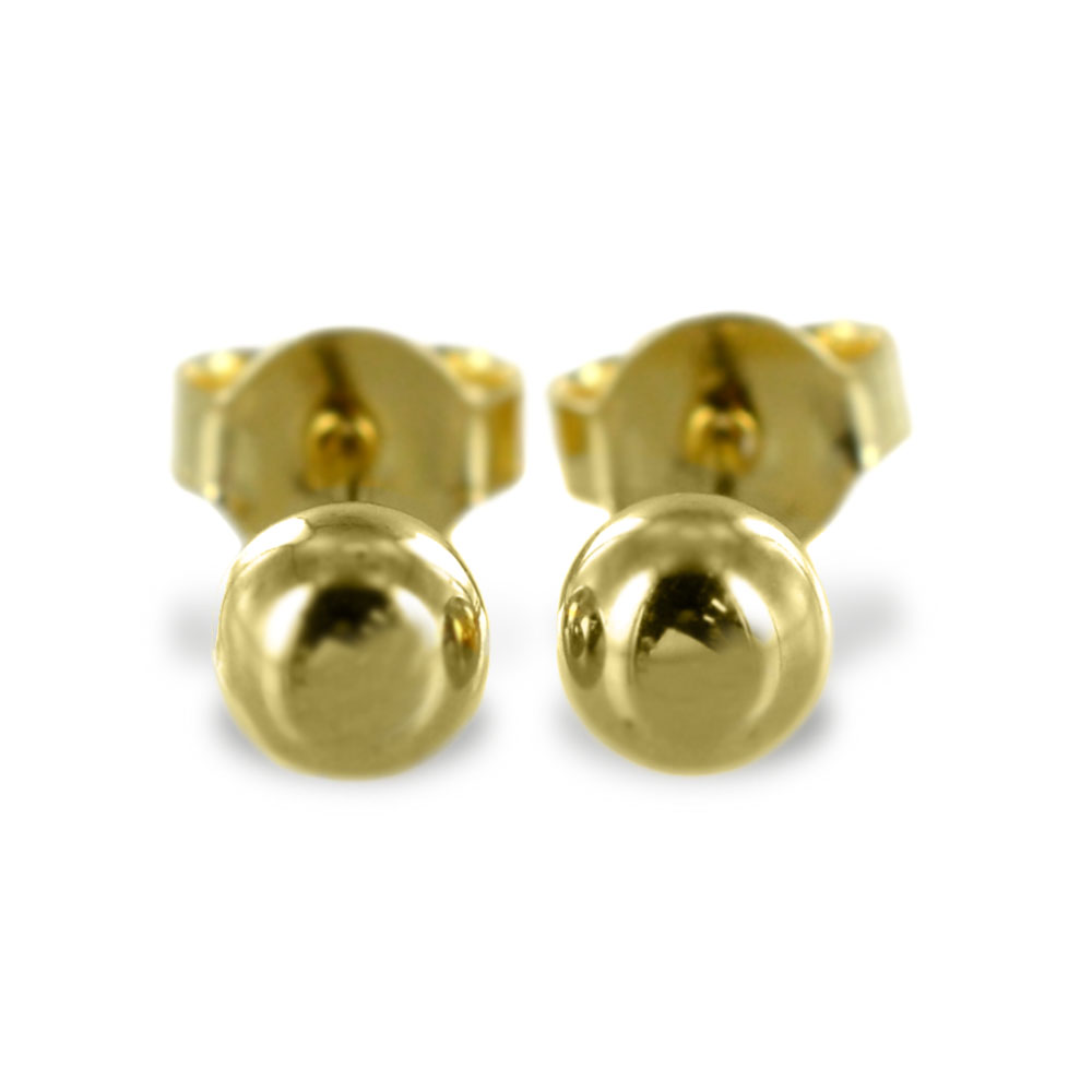 Orecchini con sfere piccole lucide in oro giallo 4 mm