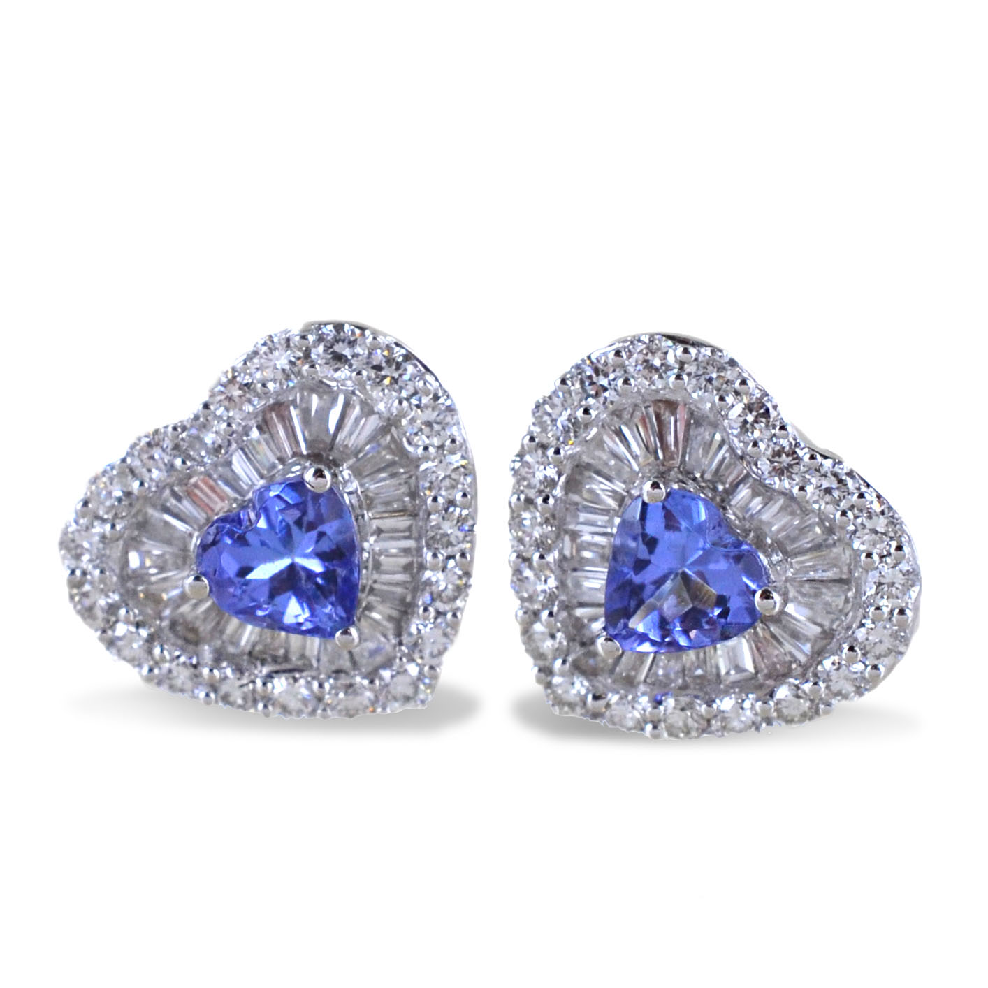 Orecchini Cuore tanzanite Blu e Diamanti modello Tanzanja