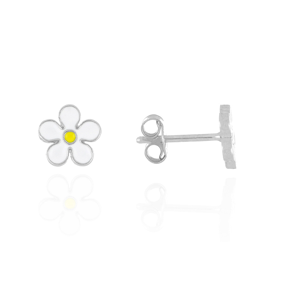 Orecchini da bambina in argento con margherite