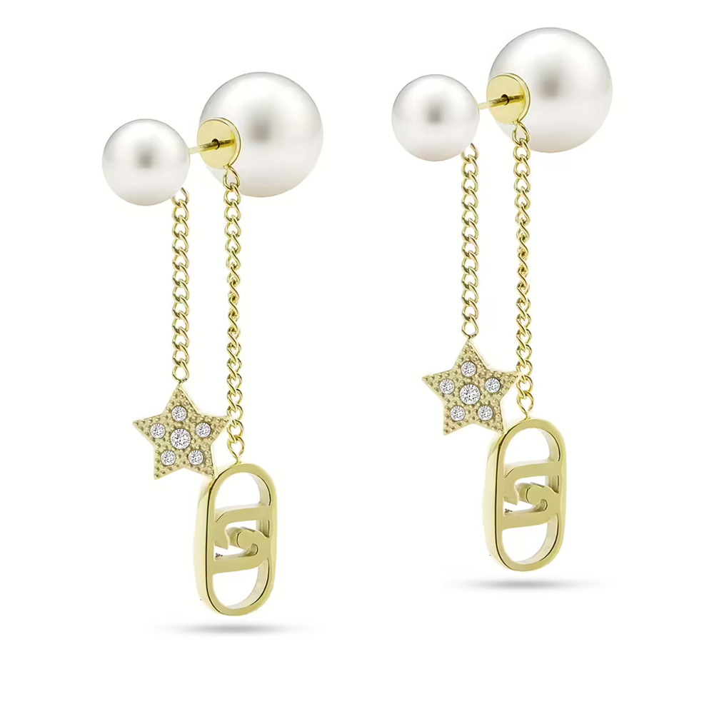 Orecchini in Acciaio giallo a pendente da donna con perle Essential Woman Liu Jo LJ2638