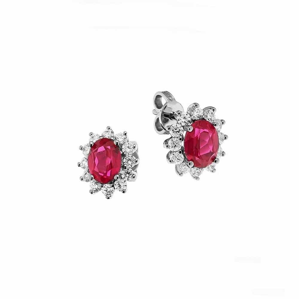 Orecchini A Bottone Zenvie Con Rosa Rossa In Argento 925, Misura 1 Cm, In Confezione Regalo, Idea Romantica