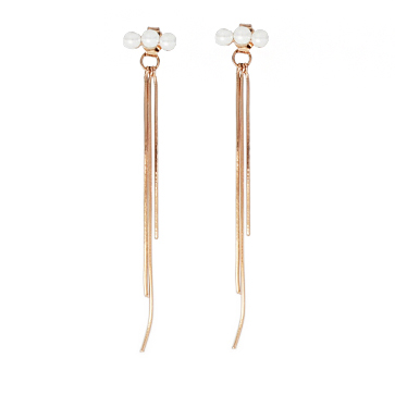 Orecchini in argento rosa a fili trilogy di perle Space Pearl Cuori Milano
