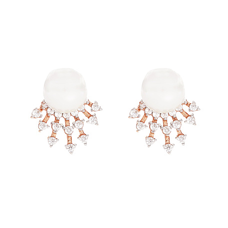 Orecchini in argento rosa con perle Moon Girl Cuori Milano