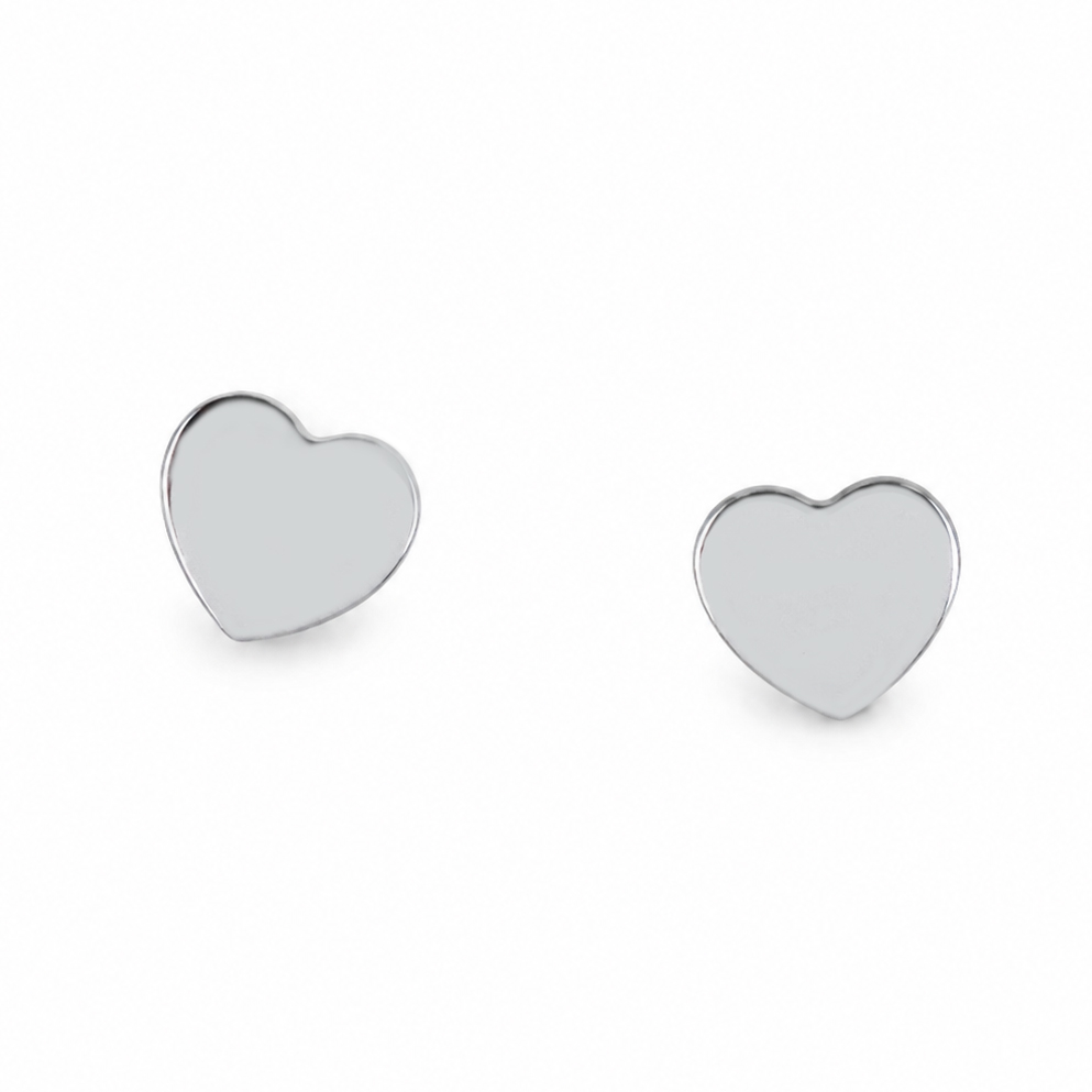 Orecchini in oro bianco con cuore a lastra piccoli