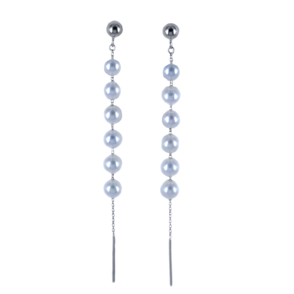 Orecchini in oro bianco di Perle Acqua Dolce - Freshwater 4.50-5.00 mm