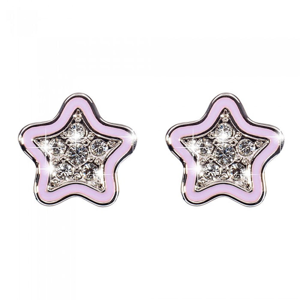 Orecchini Lol Surprise Star in ottone con cristalli e smalto rosa