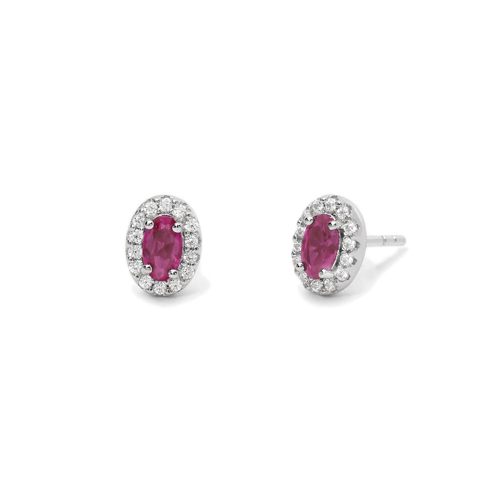 Orecchini Mabina da donna a lobo in argento con rubini sintetici ovali 563650