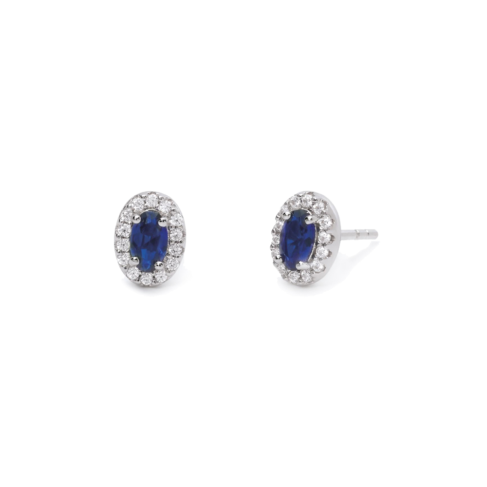 Orecchini Mabina da donna a lobo in argento con zaffiri sintetici ovali 563544