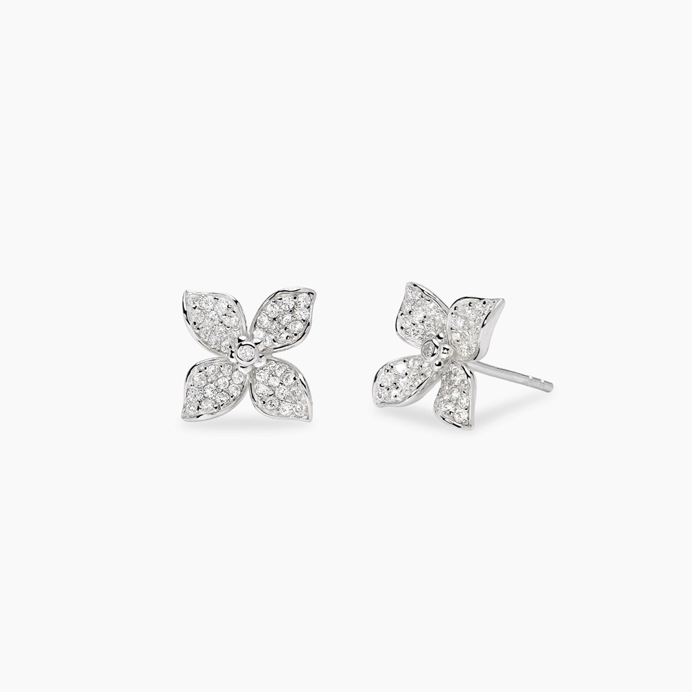 Orecchini Mabina da donna in argento con fiore e zirconi 563983