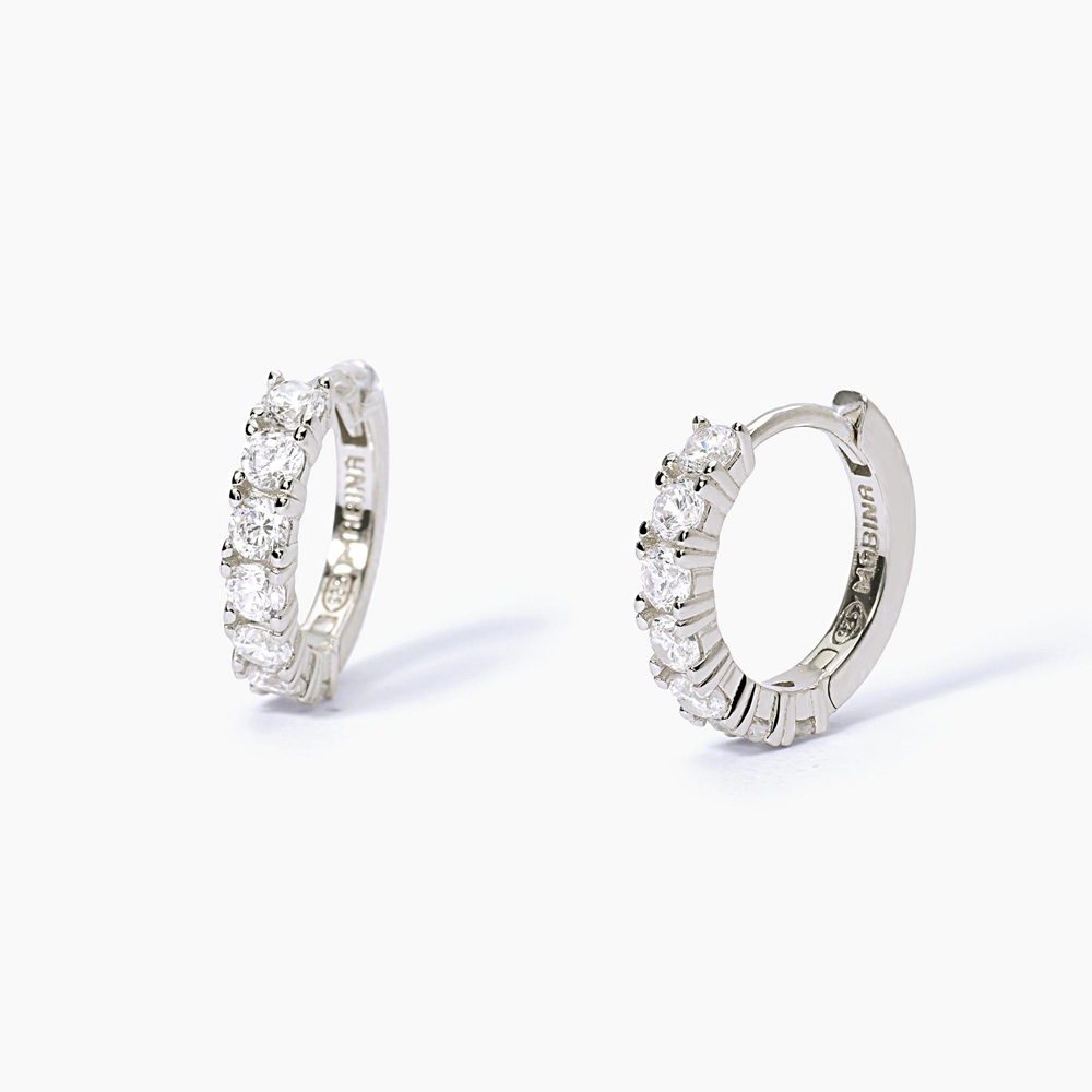 Orecchini Mabina in Argento con pave di zirconi bianchi 563563
