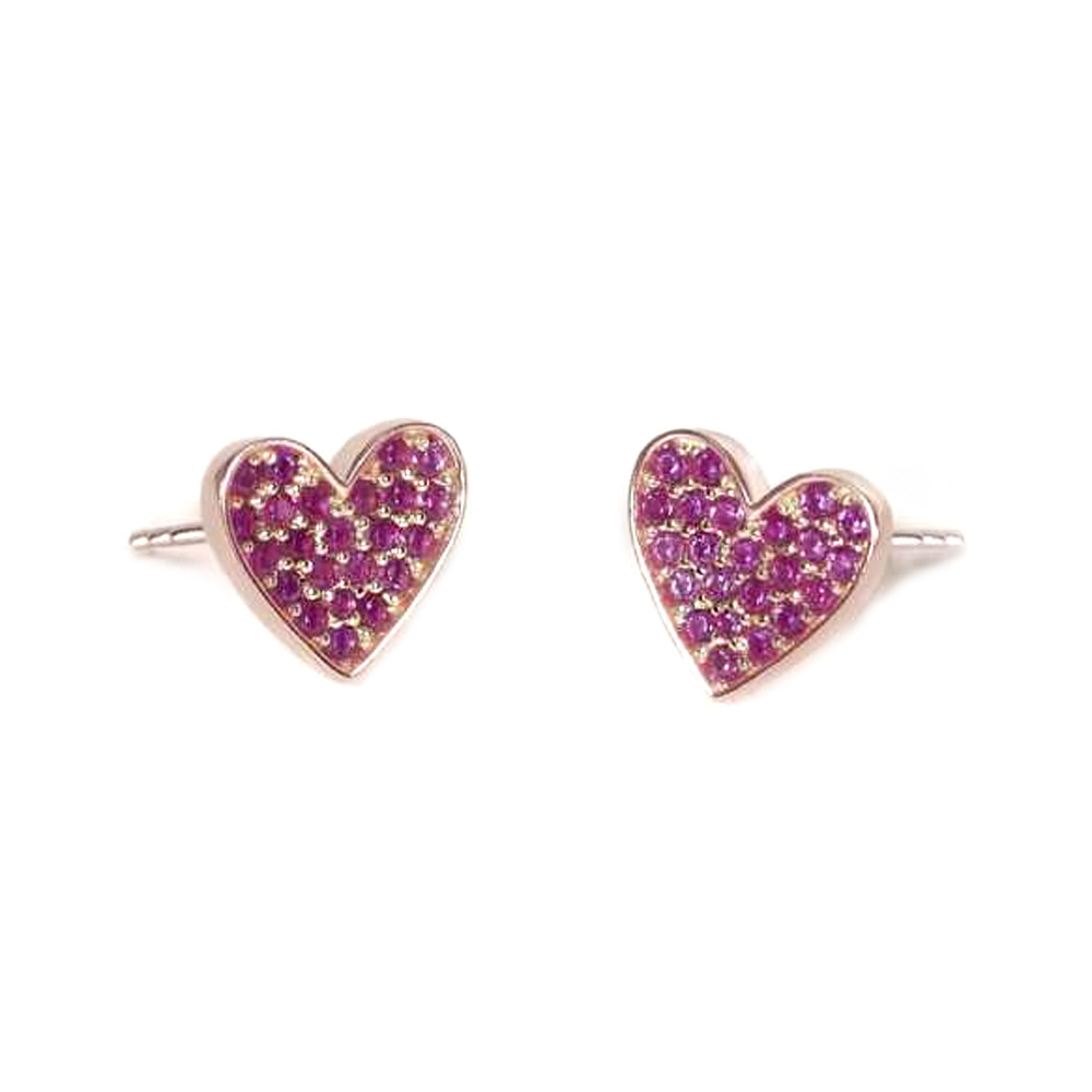 Orecchini Mabina in argento rosato e zirconi rosa cuore 563490