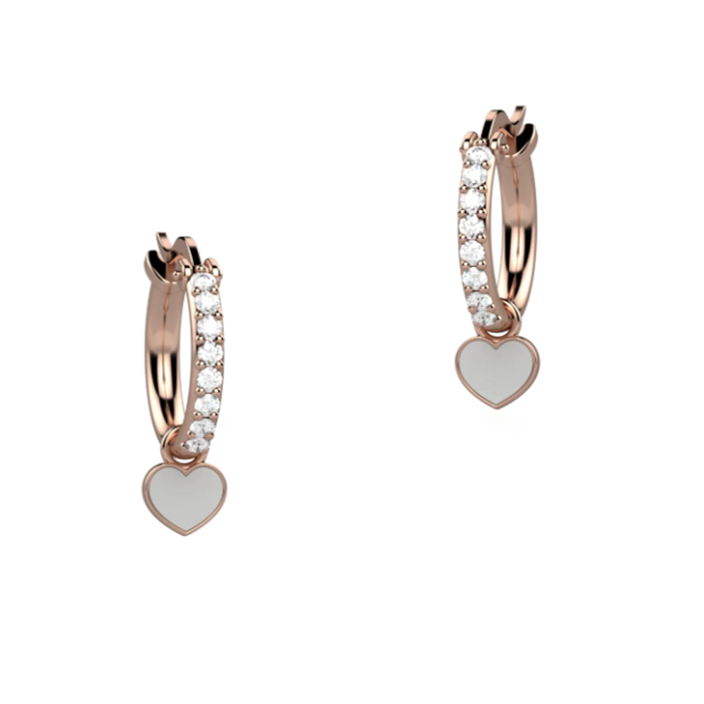 Orecchini Nanan a cerchio con cuori bianchi NAN0358