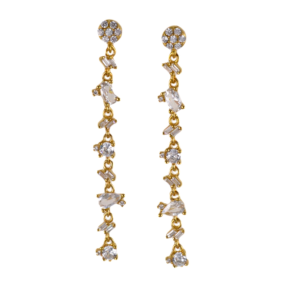 Orecchini Pendente donna gioielli Rebecca in argento giallo con zirconi SDIKOB91