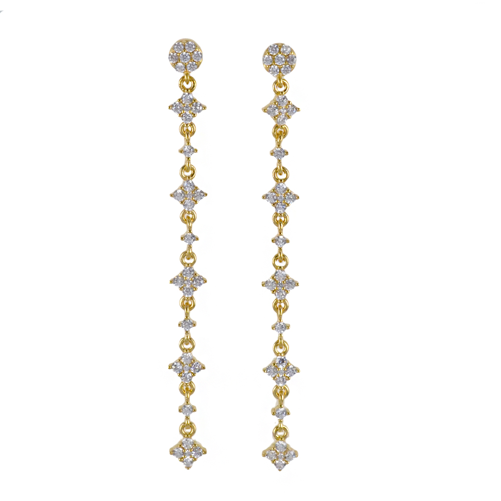 Orecchini Pendente donna gioielli Rebecca in argento giallo con zirconi SDIOOB93