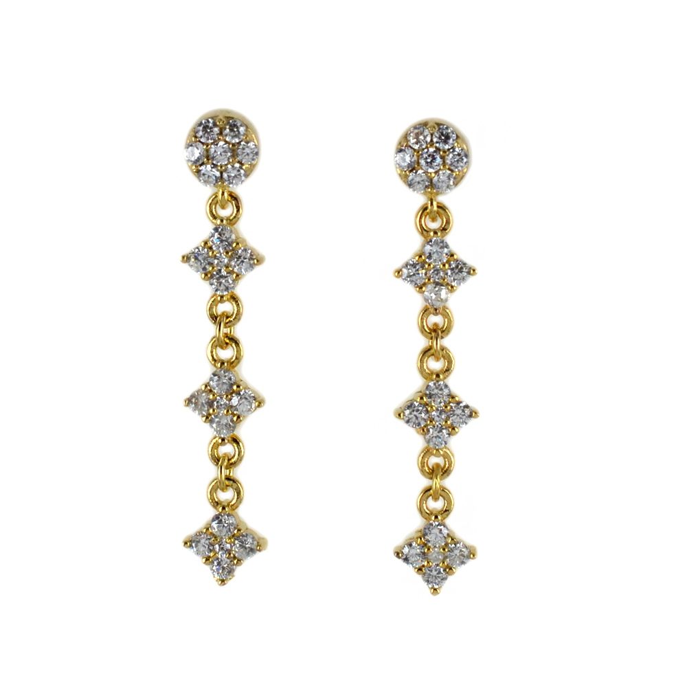 Orecchini Pendente donna gioielli Rebecca in argento giallo con zirconi SDIOOB94