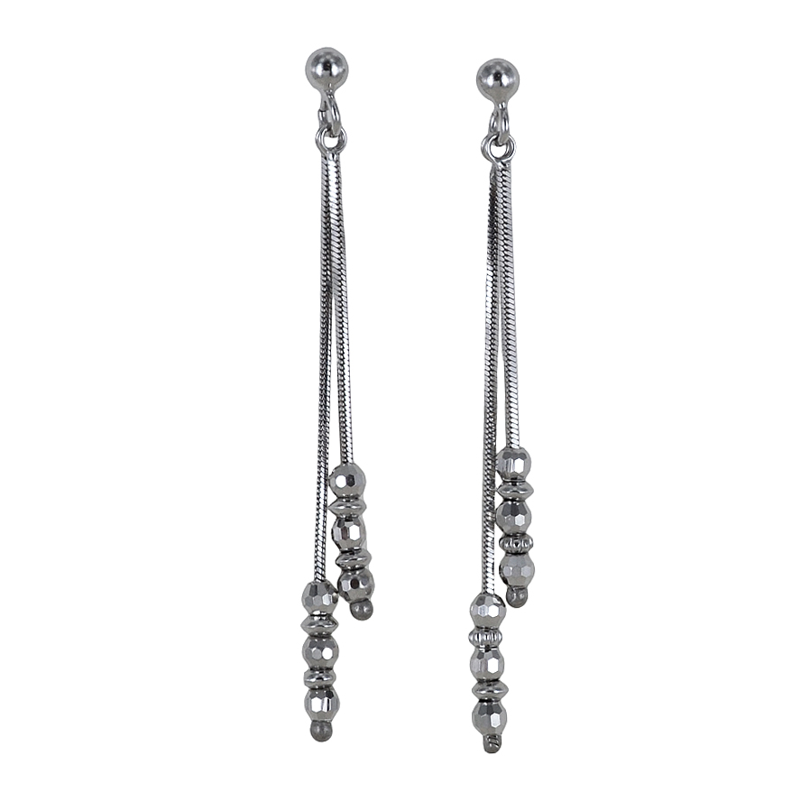 Orecchini pendenti con sfere oro bianco