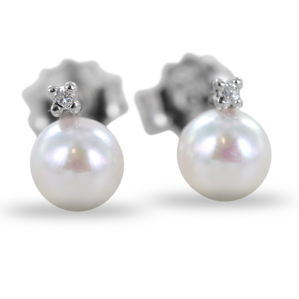 Orecchini Perle Acqua Dolce e diamanti - Freshwater 5.00 - 5.50 mm