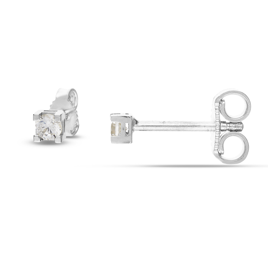 Orecchini Punto luce in oro bianco con zircone 2.50 mm