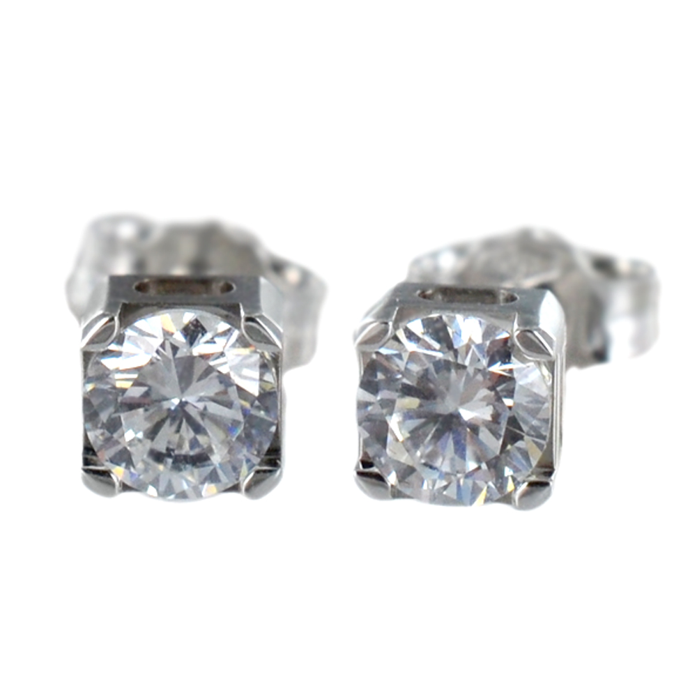 Orecchini Punto luce in oro bianco con zircone 4.50 mm