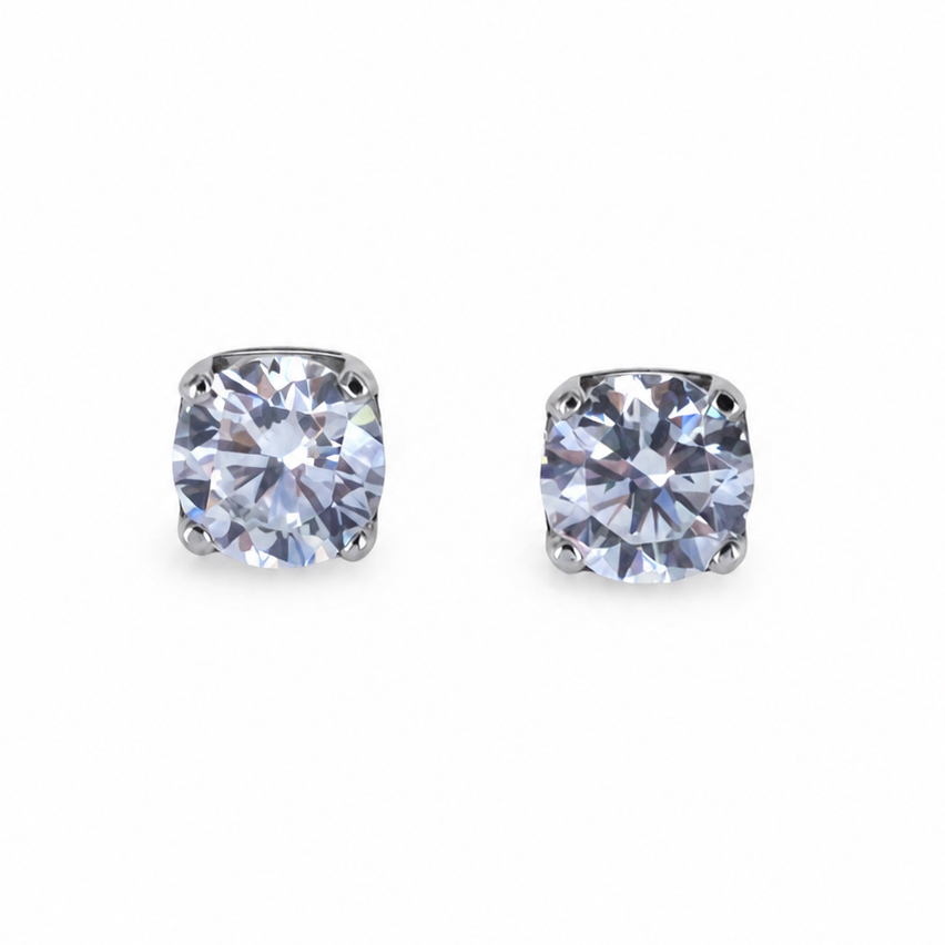 Orecchini Punto luce in oro bianco con zircone 6 mm
