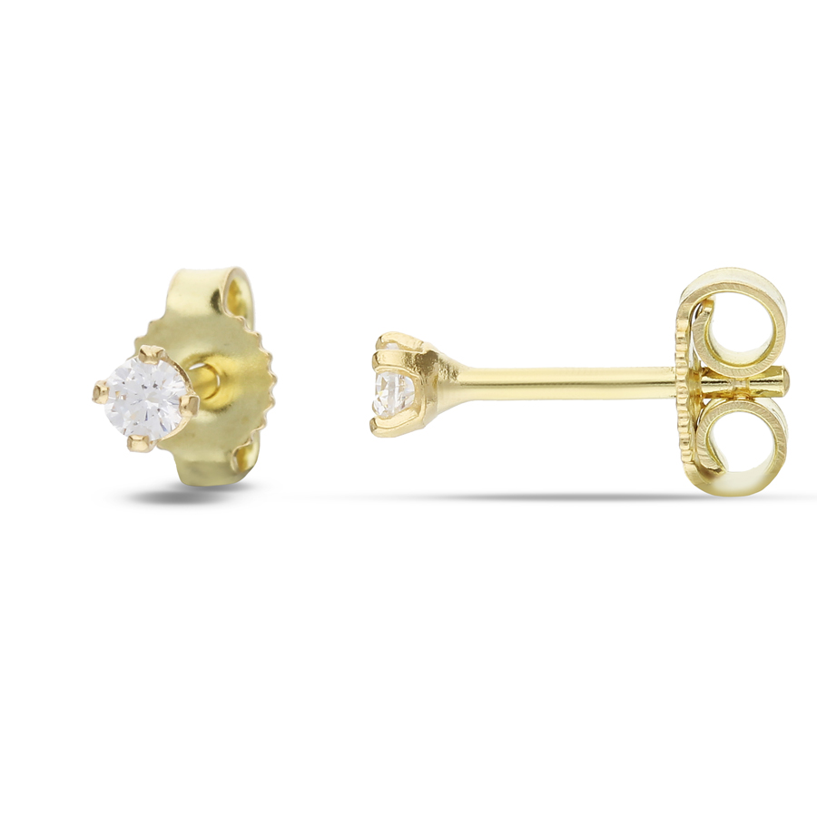 Orecchini punto luce in oro giallo e zircone 2.50 mm