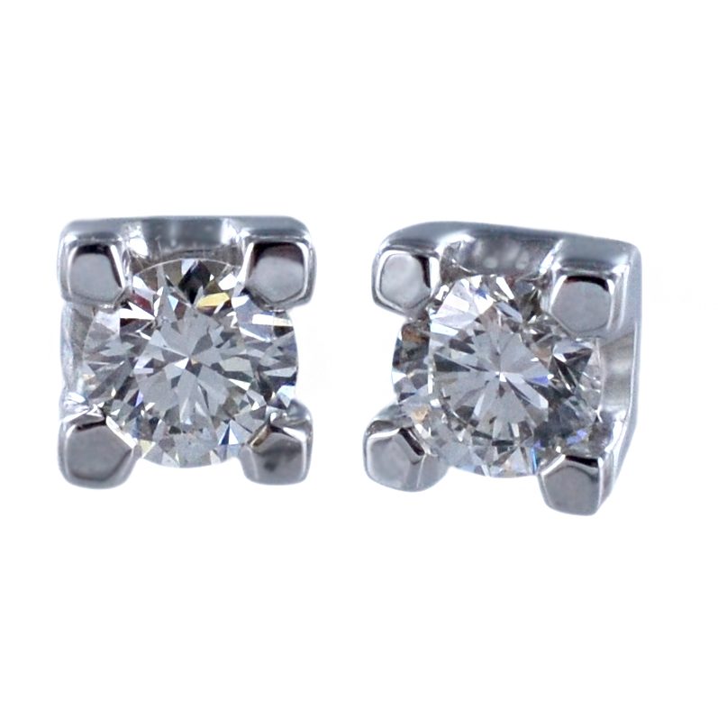 Orecchini Punto Luce medi in oro e diamanti ct. 0.32 G VS