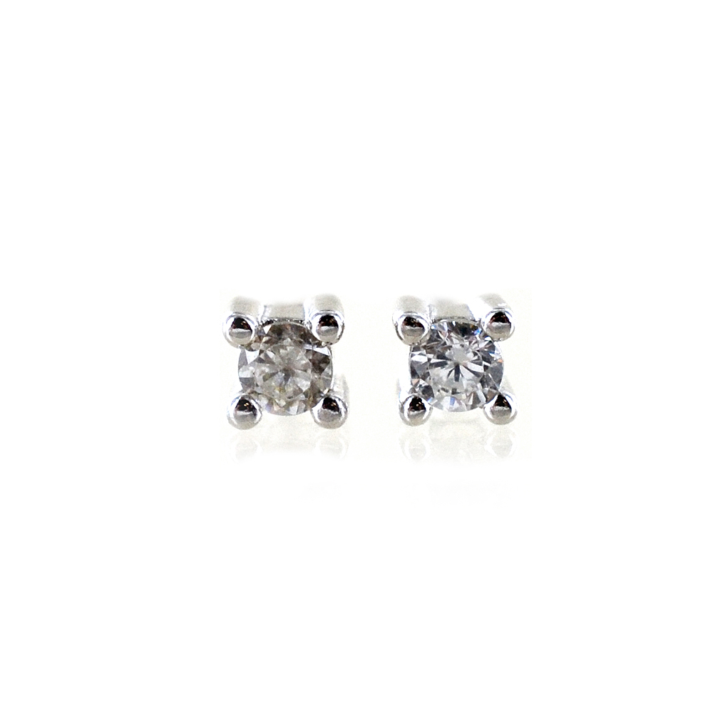 Orecchini punto luce molto piccoli mini in argento con zirconi 2.20 mm