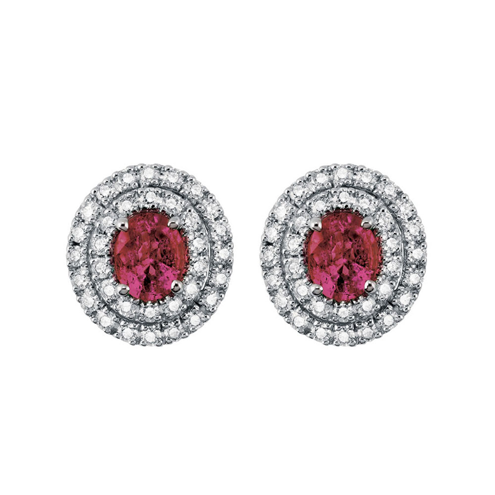 Orecchini Salvini collezione Dora Rubino con doppio contorno di diamanti