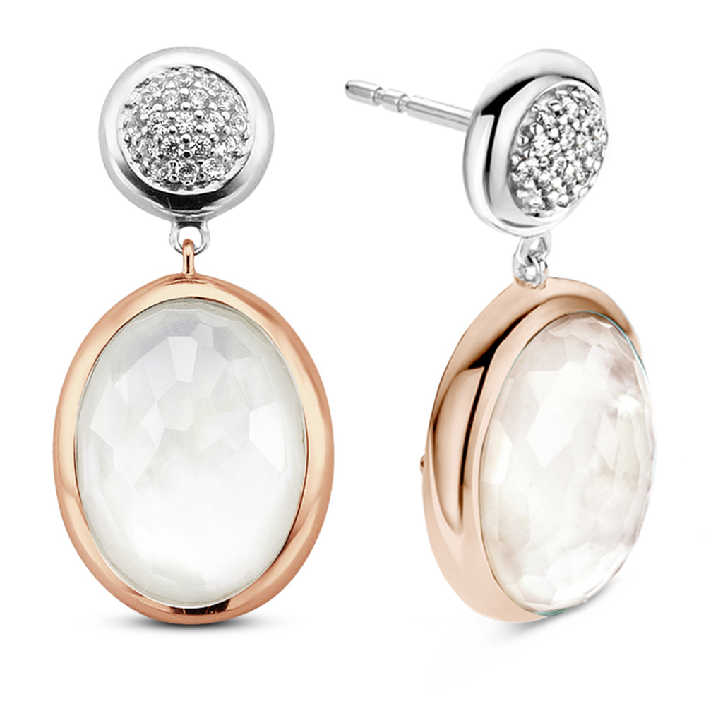 Ti Sento Milano silver Earrings with crystals and mother of pearl 7699MW