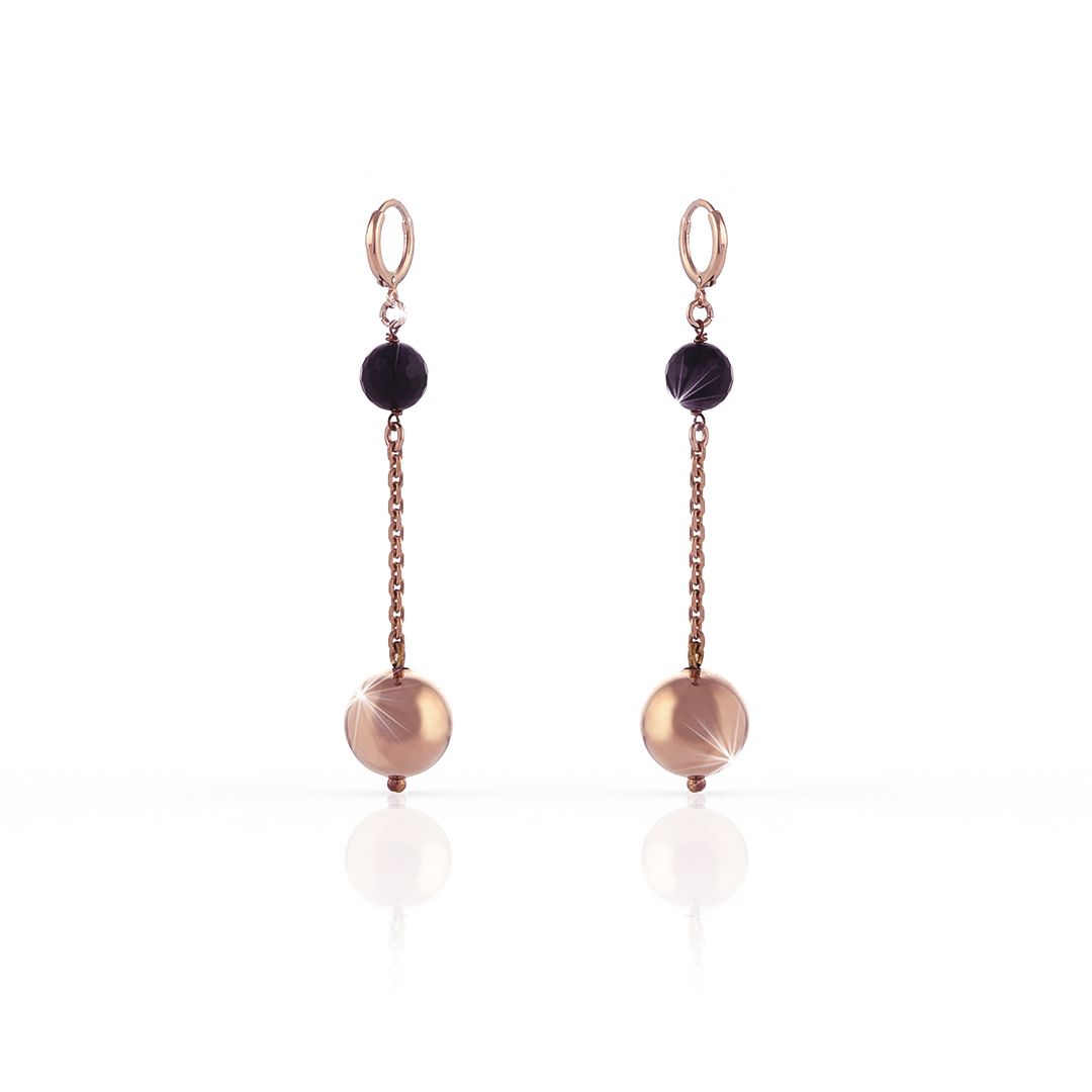 Orecchini Unoaerre a pendente in bronzo Rosa con sfere