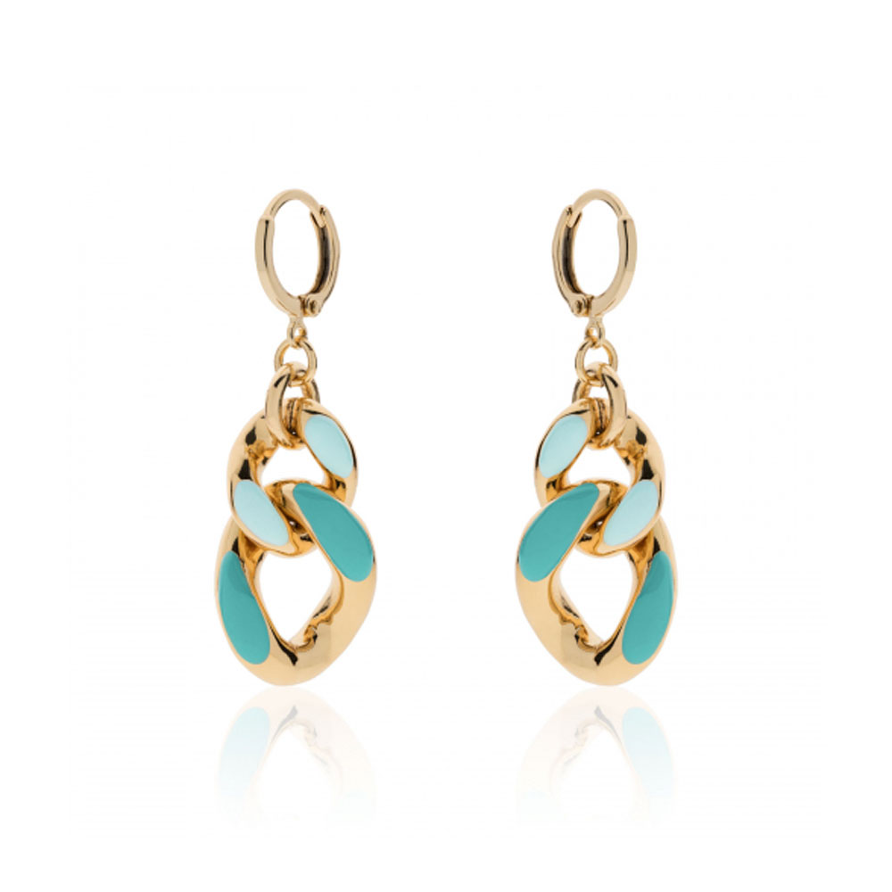Orecchini Unoaerre in bronzo dorato con smalto azzurro