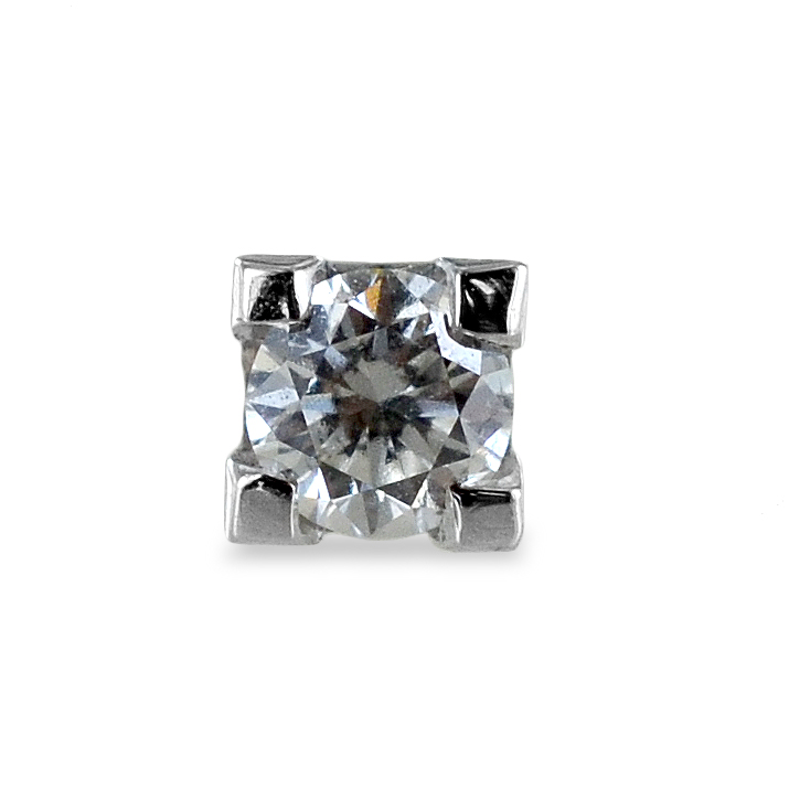 Orecchino punto luce da uomo in oro bianco e diamante ct. 0.10 G 