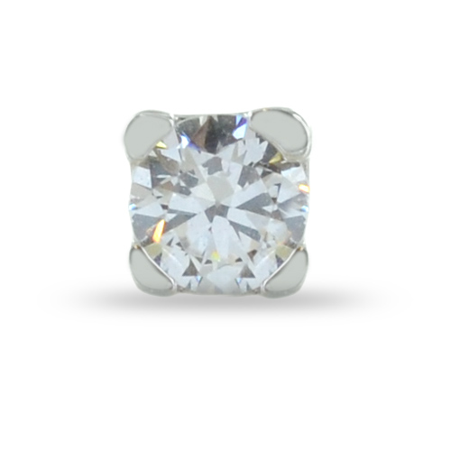 Orecchino punto luce da uomo in oro bianco e zircone 3.20 mm