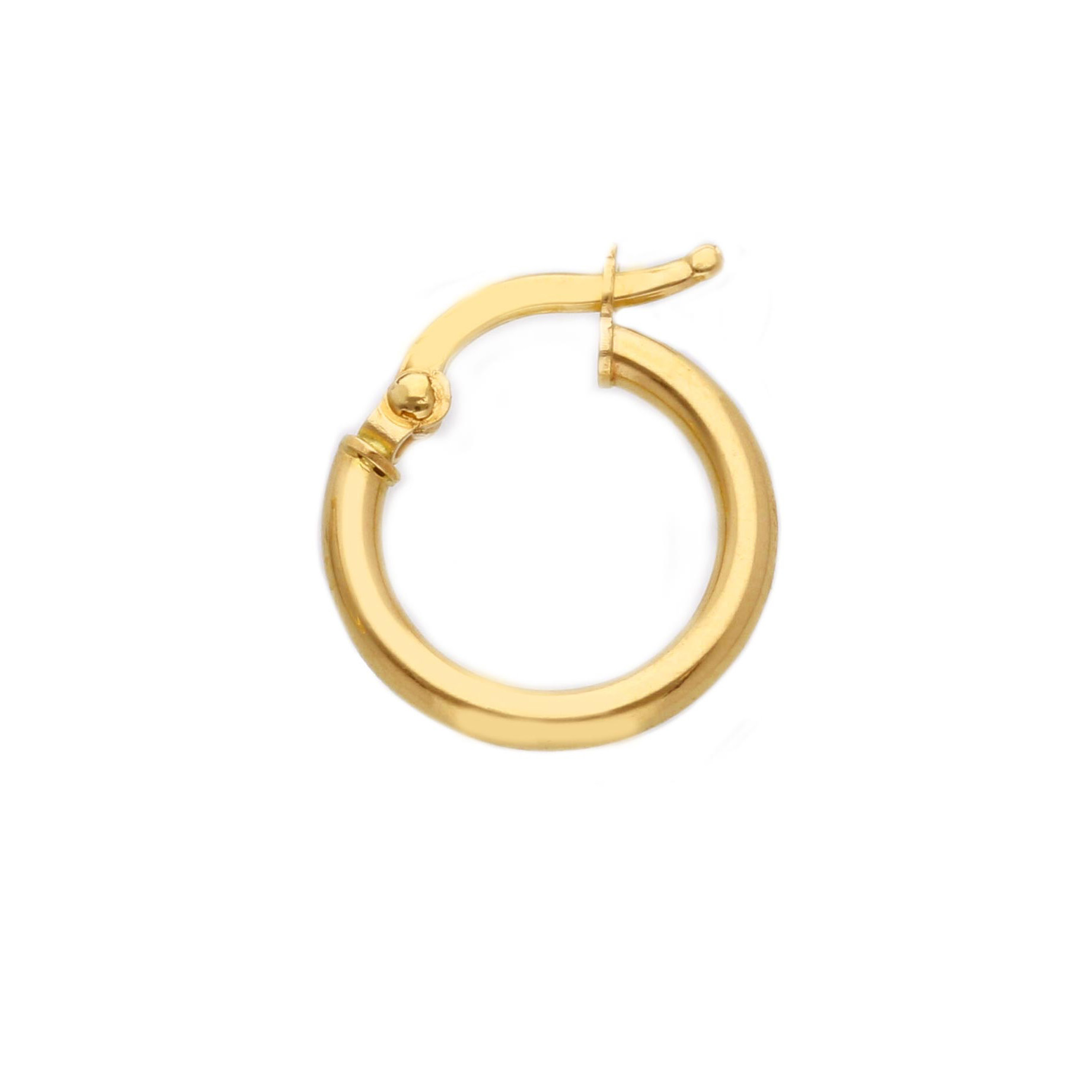 Orecchino singolo a cerchio sottile in oro giallo 14 mm - campanella piccola