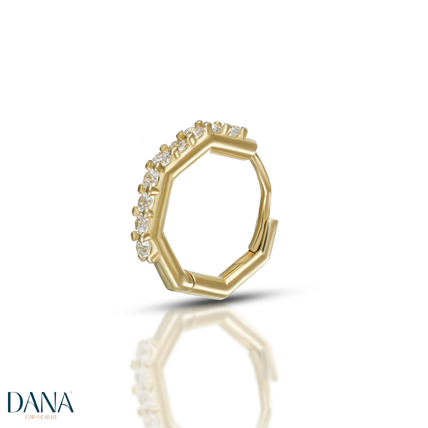 Orecchino singolo da uomo in oro 9 kt e zirconi