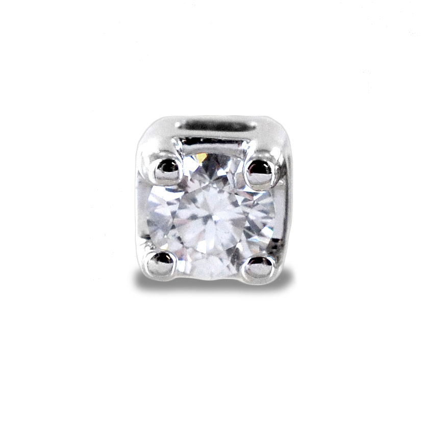 Orecchino singolo punto luce Griffes grande in oro bianco e diamante