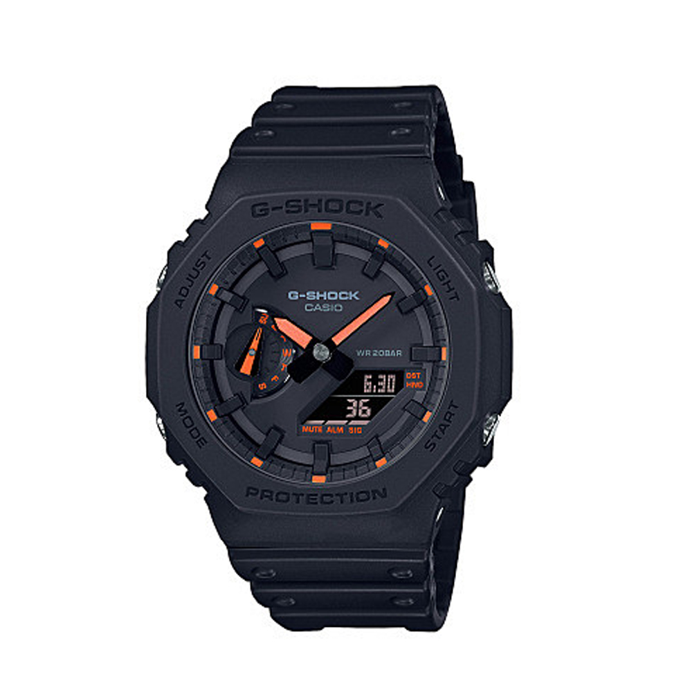 Orologio Casio da uomo collezione G-SHOCK Classic nero e arancione GA-2100-1A4ER