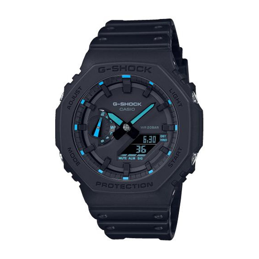 Orologio Casio da uomo collezione G-SHOCK Classic nero e azzurro GA-2100-1A2ER