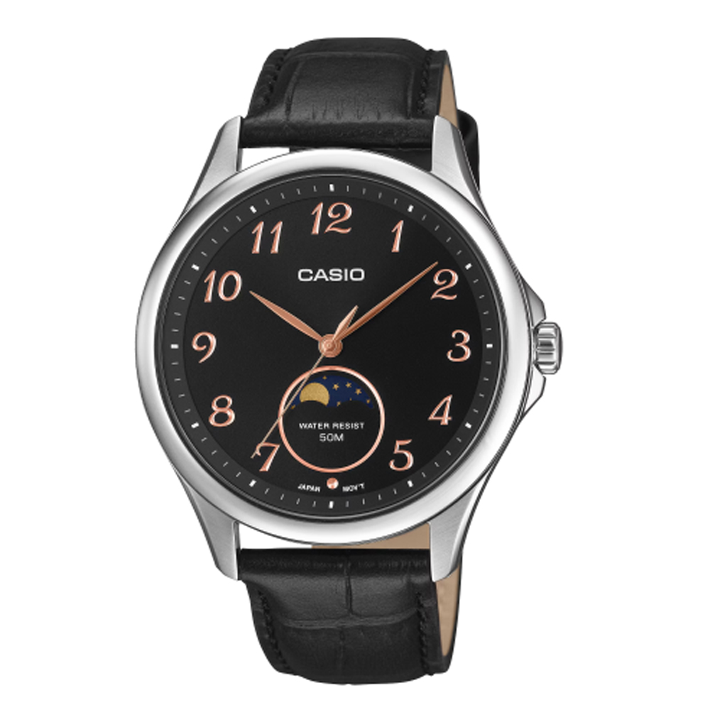 Orologio Casio in pelle nera da uomo MTP-M110L-1AV