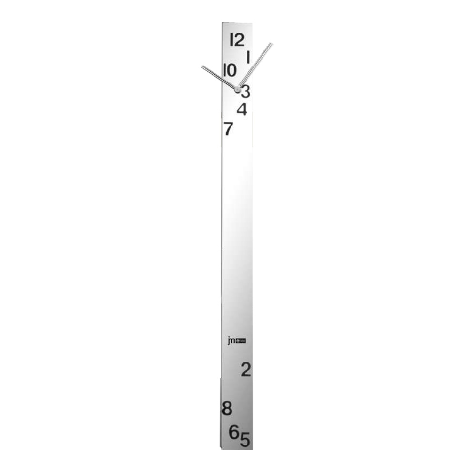 Orologio da Parete moderno lungo cromato con lancette e numeri sfalsati -  Sveg