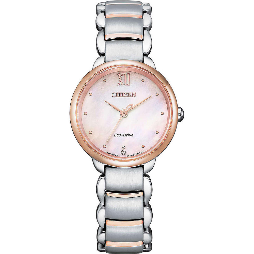 Orologio donna Citizen Lady Eco-Drive in acciaio silver e rosa EM0924-85Y