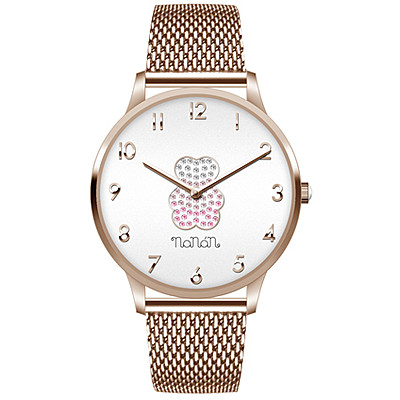 Orologio Nanan da donna in acciaio rose con orsetto e strass NOR0008