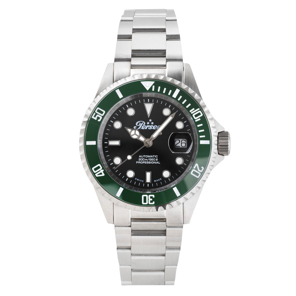 Orologio Perseo 6785 Automatico nero ghiera ceramica verde - Submariner 200mt