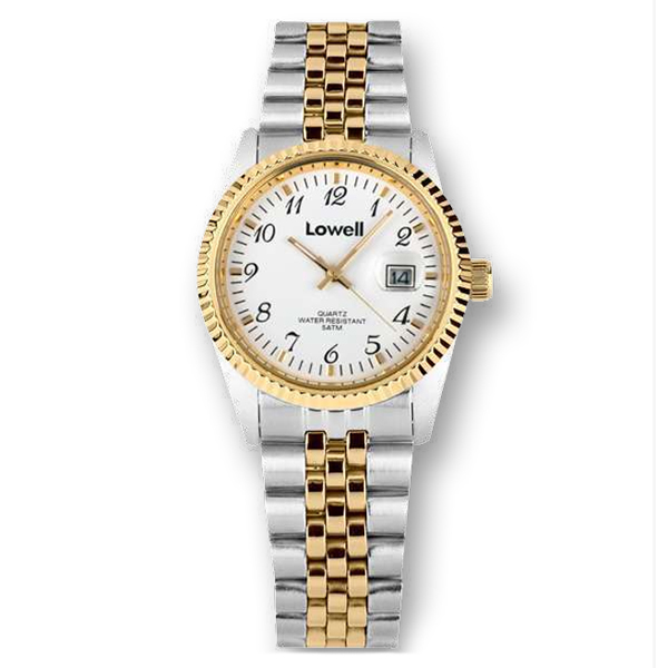 Orologio Uomo Polso Lowell bianco acciaio bicolore