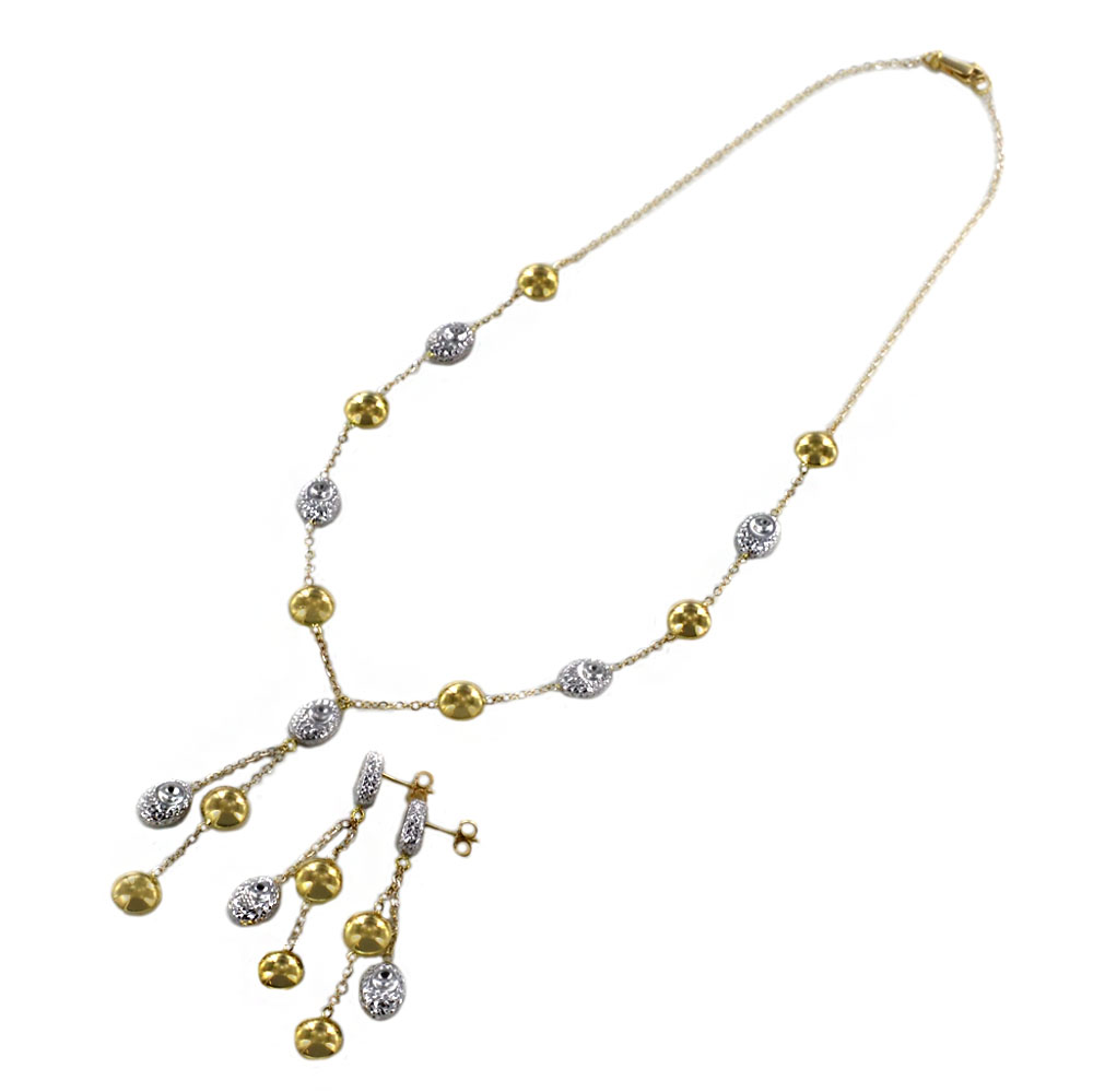 Parure Gioielli in oro giallo e bianco a pendente pepite sfaccettate