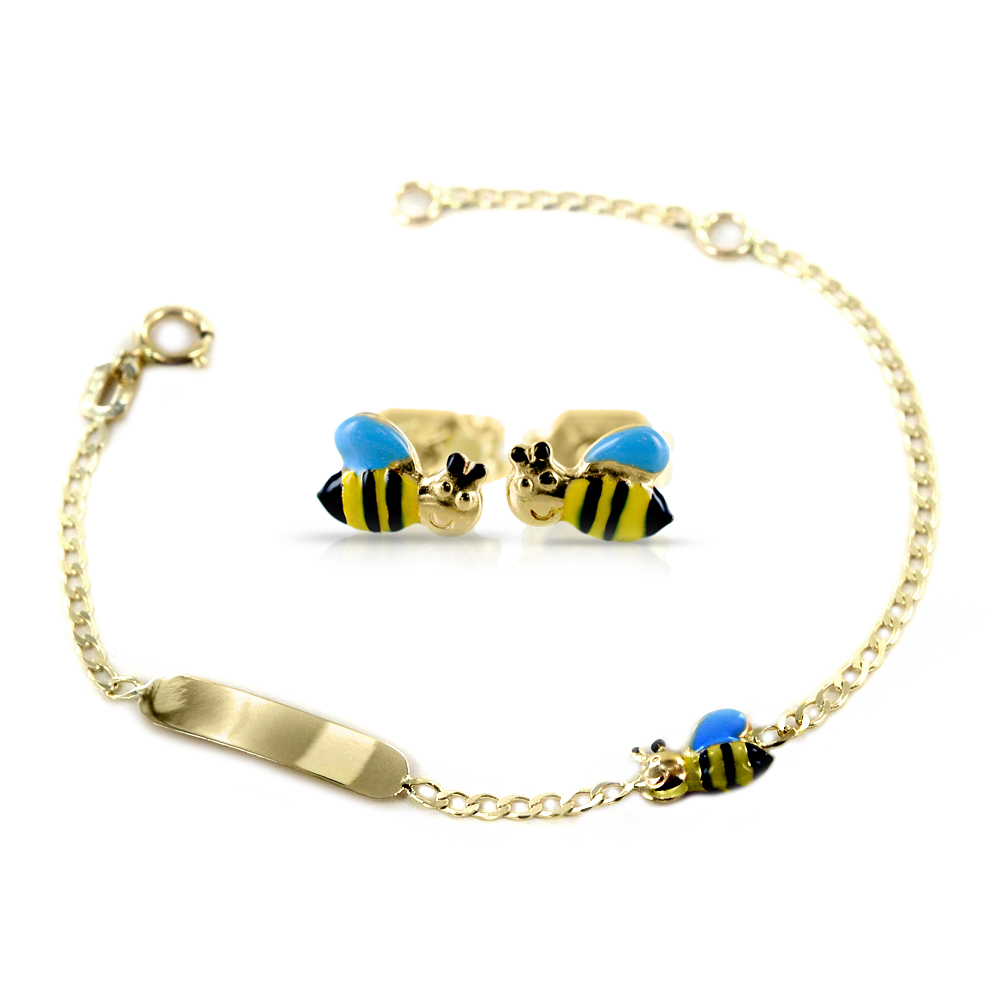 Parure Orecchini Bracciale Bambina Apina con targhetta 