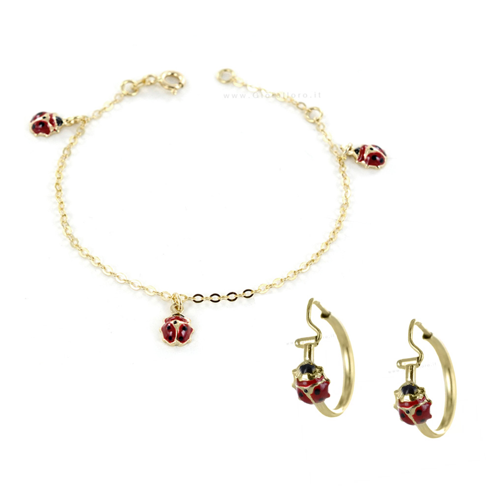 Parure Orecchini Bracciale Bambina Coccinella